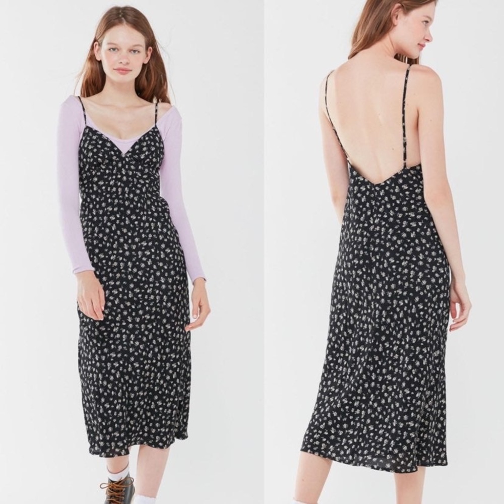 Urban Outfitters Floral Maxi V-Neck Slip Dress